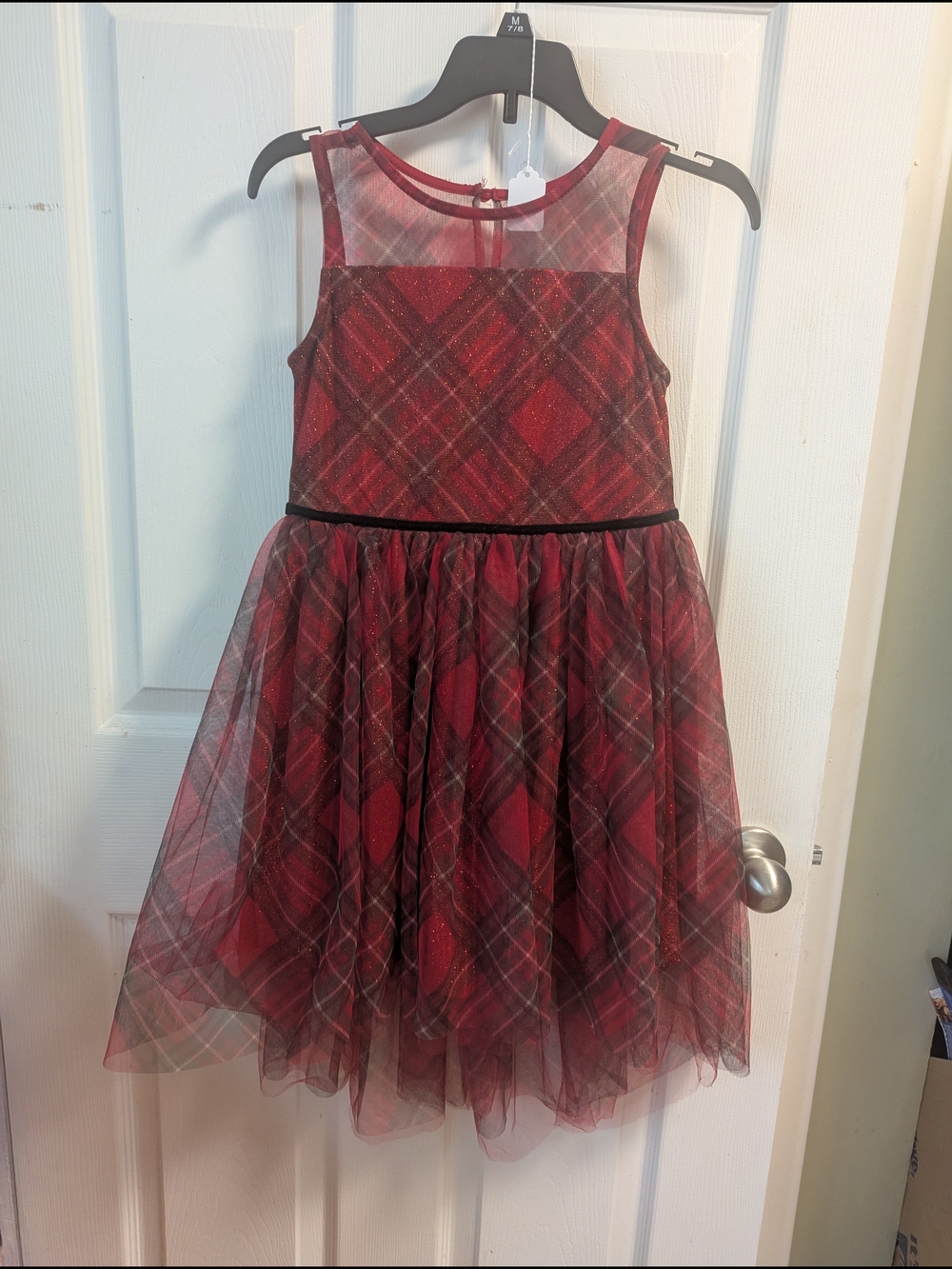 lilt Red Plaid Tulle Party Dress